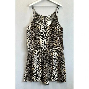 Loralette Women's Sz 24 Leopard Animal Print Playsuit Romper Tie Elastic Waist